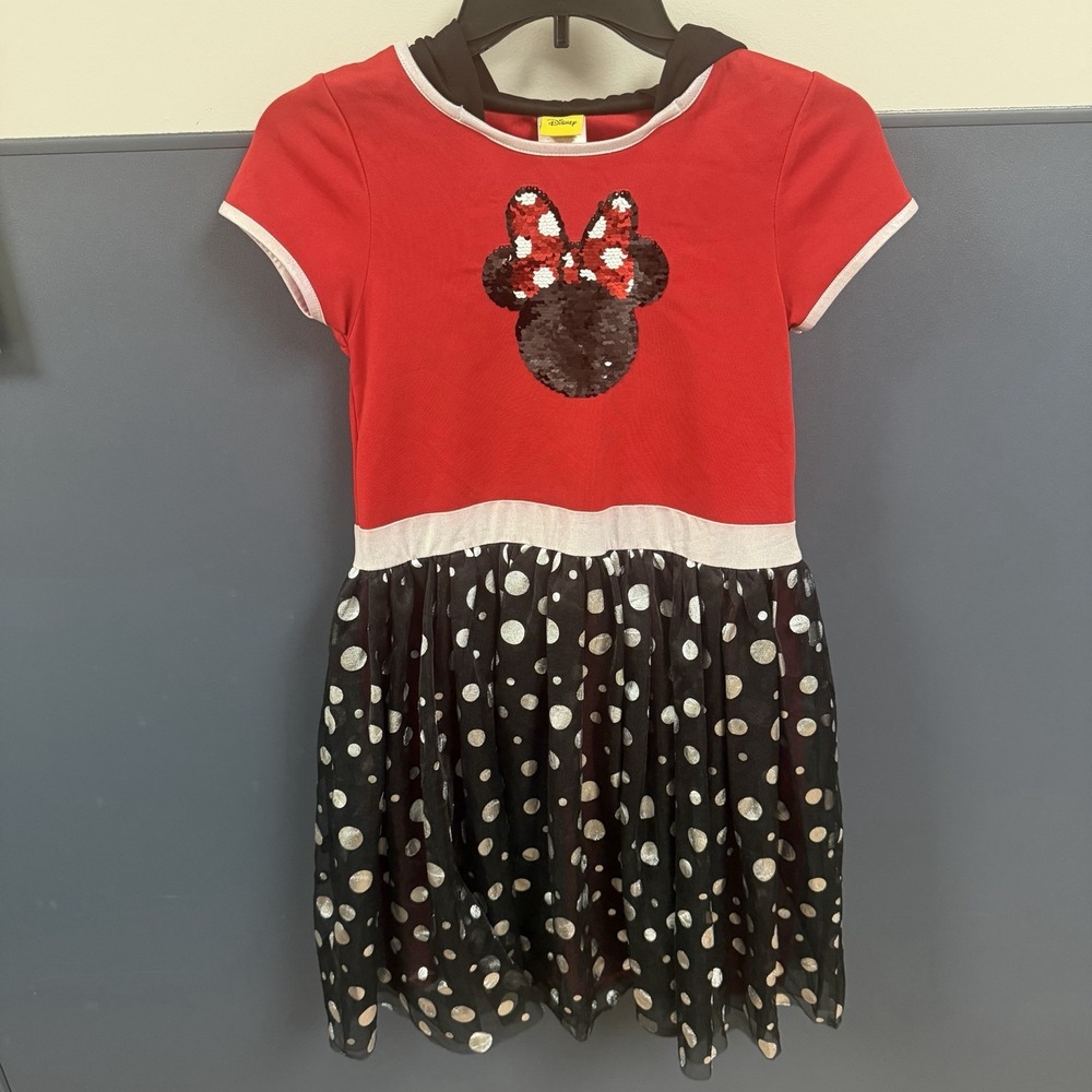 Disney ode Minnie Mouse Girls‎ XL (14-16) Flip Sequin Tutu Dress Hood Halloween